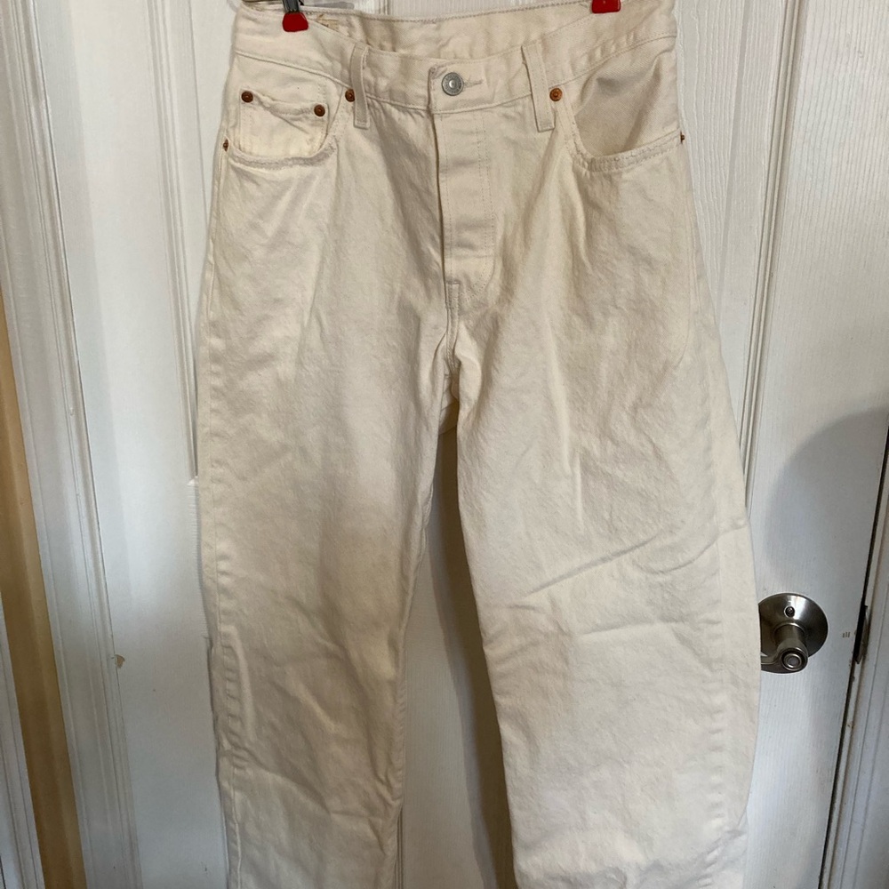 Levi's 501 90s Cream Straight-Leg Jeans